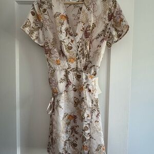 Boheme Cream and Brown Wrap Sundress